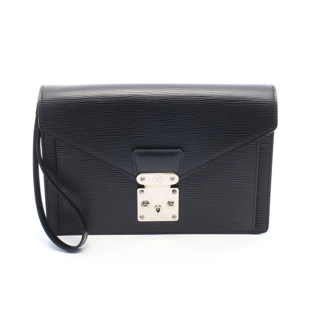 Louis Vuitton Pochette Sellier Dragonne Pouch Leather Epi Shoulder Bag Black